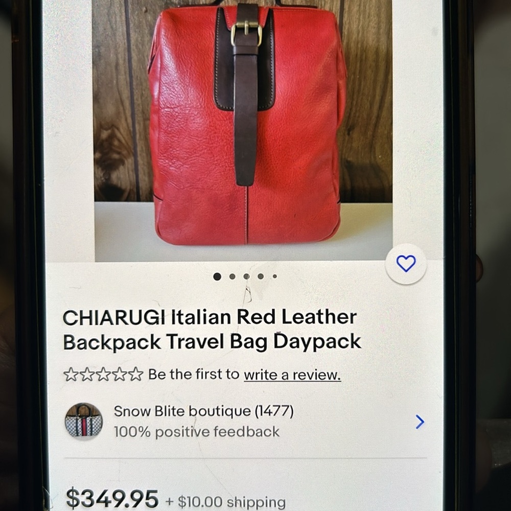 EUC Vintage Chiarugi Italian Red Genuine Leather Backpack Travel Bag You get all - Picture 16 of 17